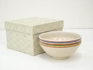 真山造　色絵独楽筋茶碗